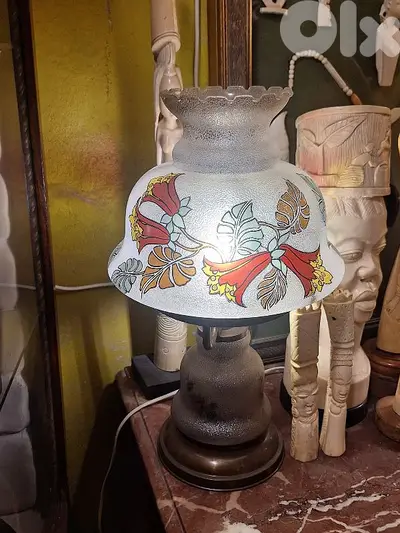 antique glass and bronze mushroom shaped lamp