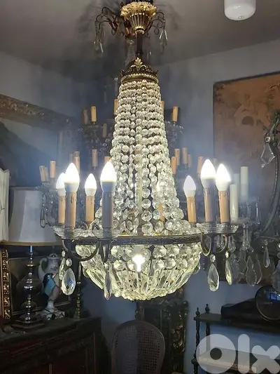 french empire bronze and crystal original chandelier