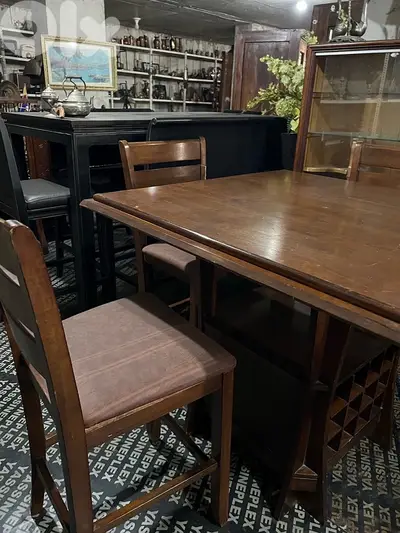 Bar table solid wood with 4 chairss