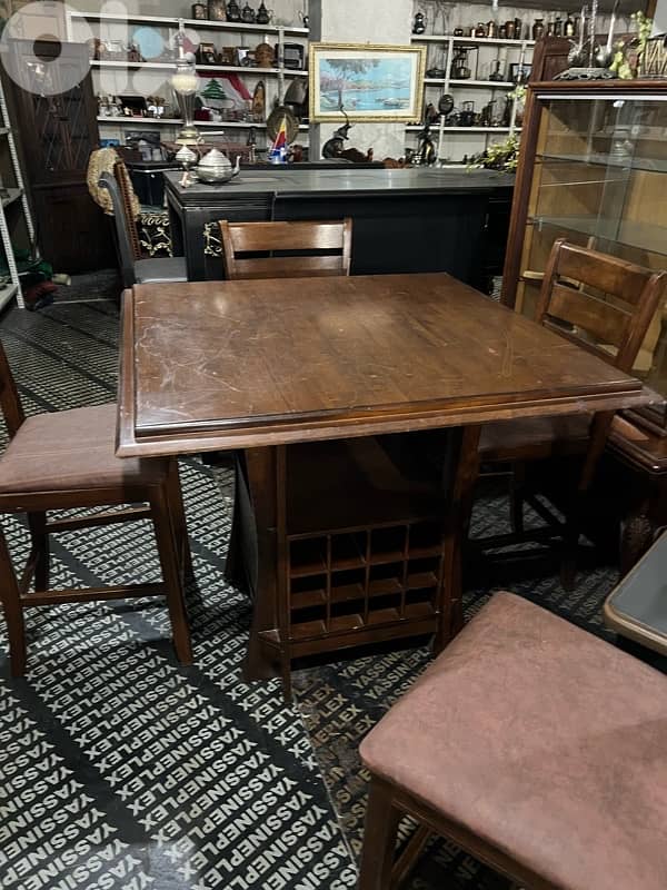 Bar table solid wood with 4 chairss 1