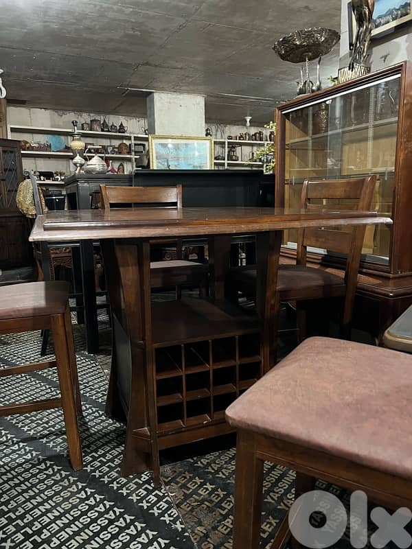 Bar table solid wood with 4 chairss 2