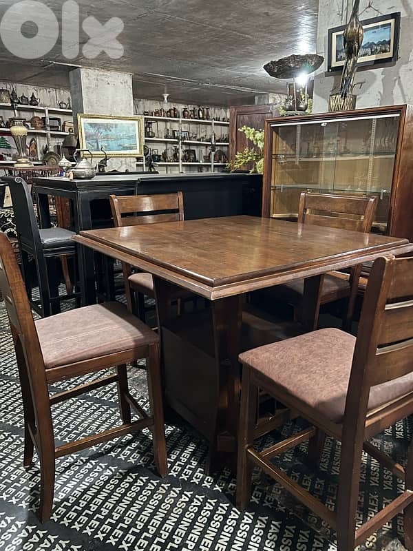 Bar table solid wood with 4 chairss 3
