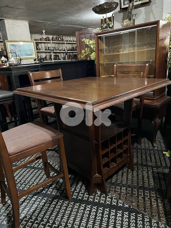 Bar table solid wood with 4 chairss 5