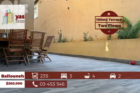 Ballouneh 235m2 | 100m2 Terrace | Two Floors | Excellent Condition |GA