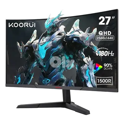 kooriu 27” curved qhd 2k 1440p 180hz hdr10 1500r gaming monitor