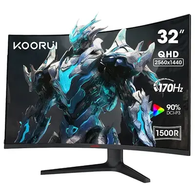 kooriu 32” qhd 2k 1440p hdr10 170hz 1500r curved gaming monitor