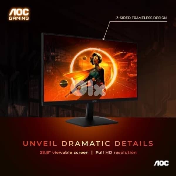 AOC 24” Fhd 180hz 1ms frameless hdr gaming monitor 2