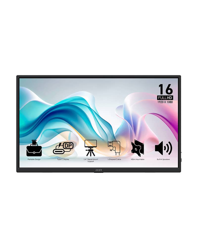MSI PRO MP165 E6 16” FHD PORTABLE MONITOR 1