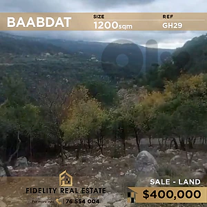 Land for sale in Baabdat GH29 رض للبيع في بعبدات