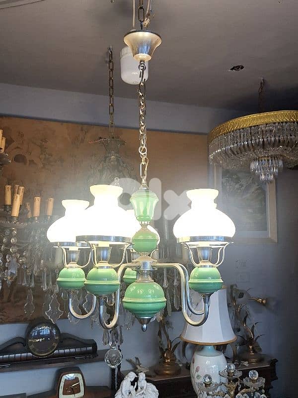 vintage 1950 opaline chandelier 0