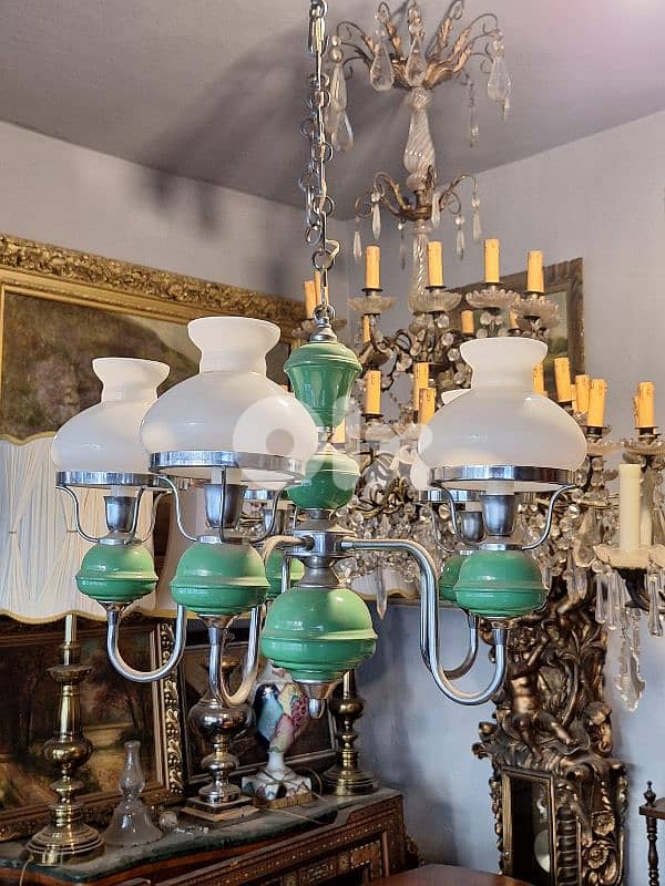 vintage 1950 opaline chandelier 6
