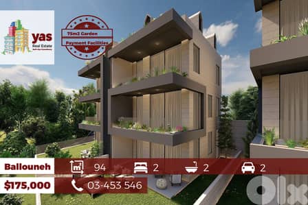 Ballouneh 94m2 | 75m2 Garden | Payment Facilities | Panoramic View |GA Ballouneh 94m2 | 75m2 Garden | Payment Facilities | Panoramic View |GA