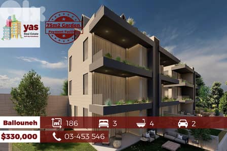 Ballouneh 186m2 | 75m2 Garden | Under Construction | Private Street |G
