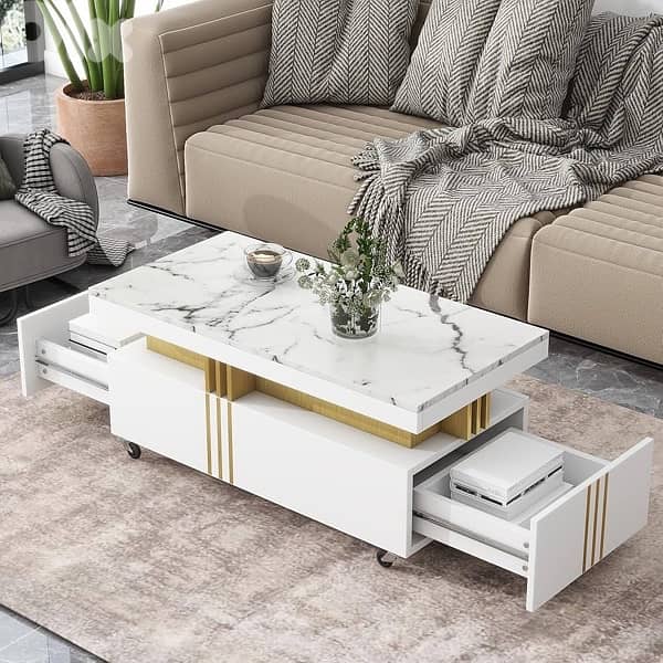 Modern Coffee Table with 2 Wooden Drawers 0