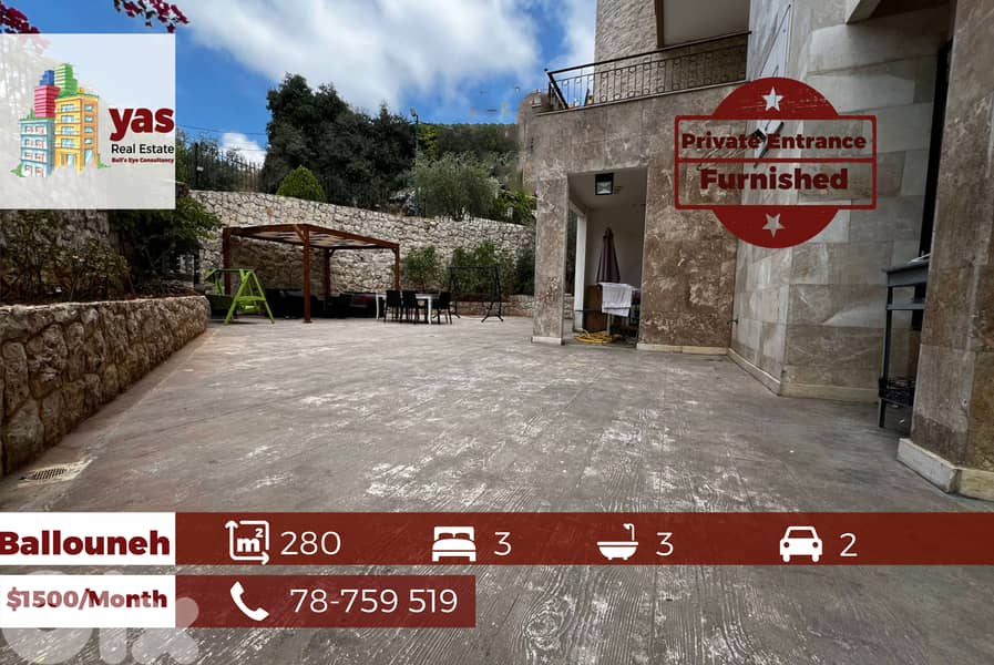 Ballouneh 280m2 | 250m2 Terrace | Furnished | Rent | KS/AJ 0