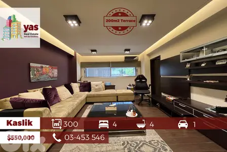 Kaslik 300m2 | 200m2 Terrace | Upgraded | Furnished | Sea View | EH |