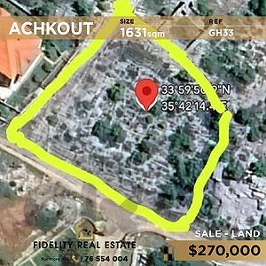 Land for sale Achkout GH33 أرض للبيع في عشقوت
