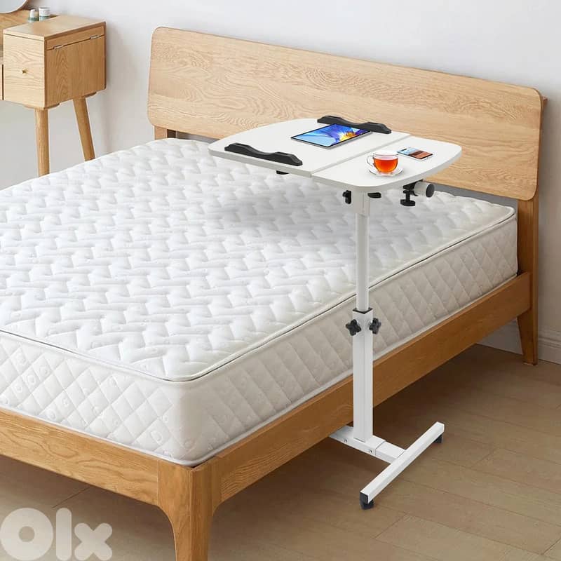 Adjustable Laptop Table with Wheels – Wooden Space Saver Desk for Bed 2