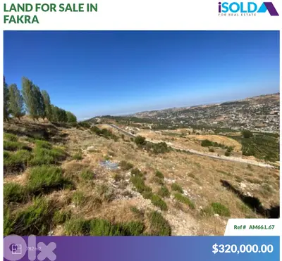 782m2 Land+Mountain View |Prime Location|4sale in Faqra - أرض في فقرا