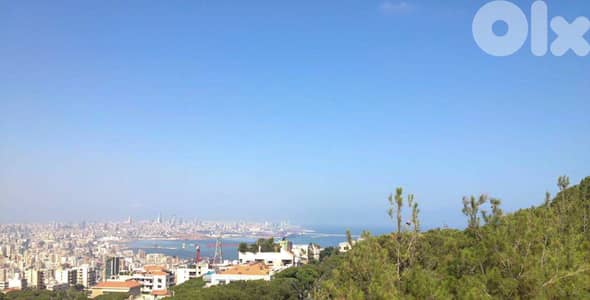 1,305 SQM Land in Rabieh, Metn with Sea and Mountain View