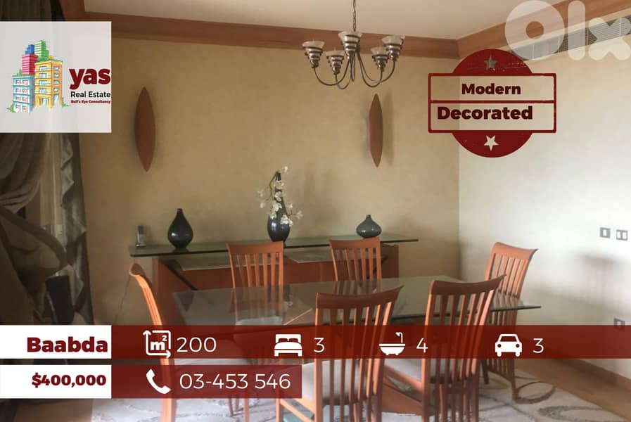 Baabda/Yarzeh 200m2 | Decorated | Modern Flat | Prime Location | PA 0
