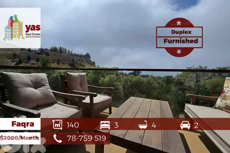 Faqra 140m2 | Furnished Duplex | Panoramic View | Modern | DA