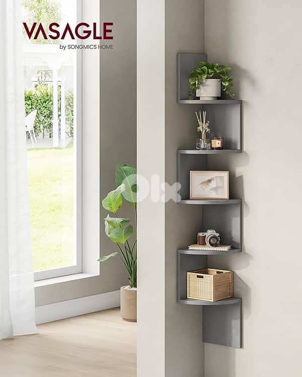 Corner Shelf, Wall Shelf with 5 Shelves, Floating Shelf 0