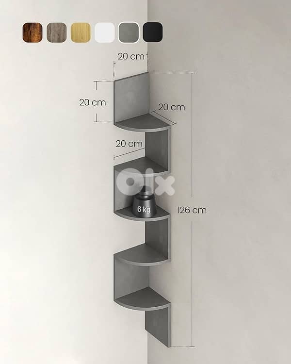 Corner Shelf, Wall Shelf with 5 Shelves, Floating Shelf 1