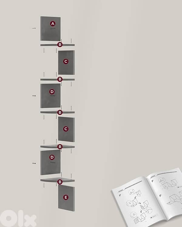 Corner Shelf, Wall Shelf with 5 Shelves, Floating Shelf 3