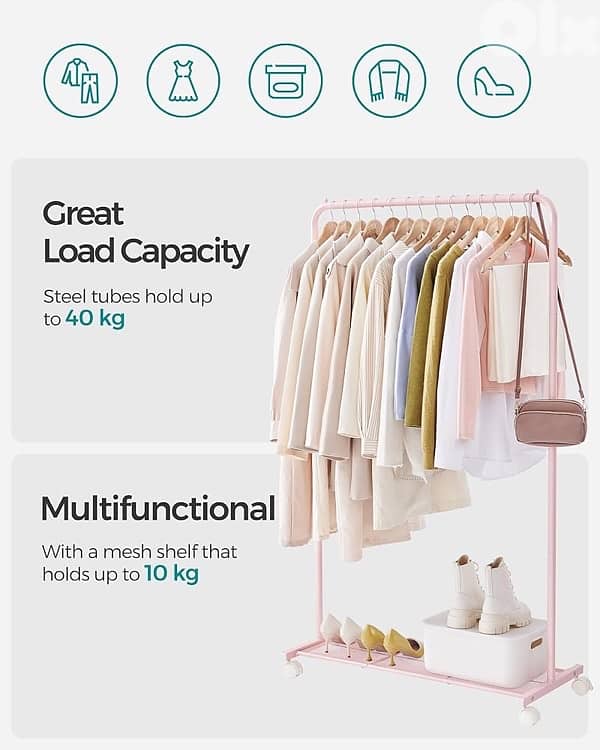 Clothes Rack, Clothes Rail on Wheels, Metal Clothing rail 1