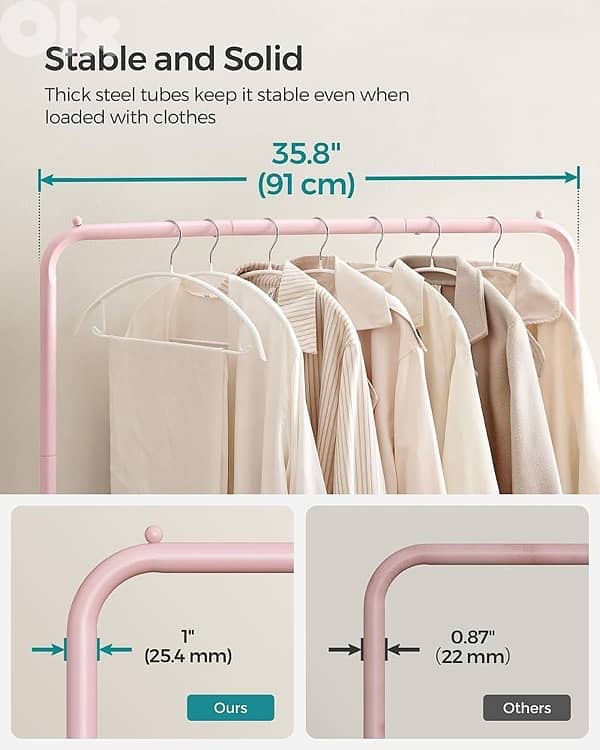 Clothes Rack, Clothes Rail on Wheels, Metal Clothing rail 2