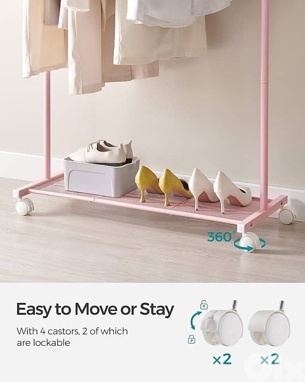 Clothes Rack, Clothes Rail on Wheels, Metal Clothing rail 4