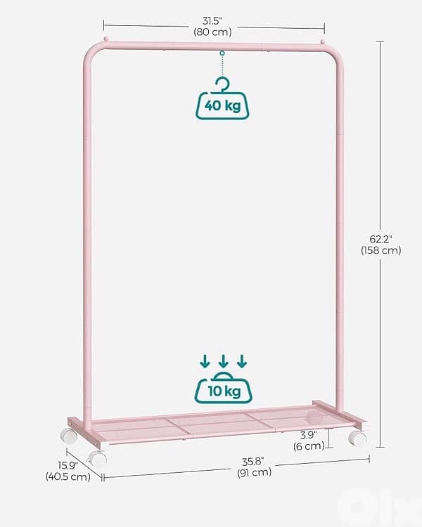 Clothes Rack, Clothes Rail on Wheels, Metal Clothing rail 5