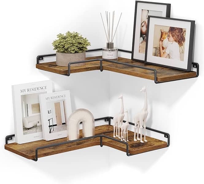 Floating Shelves, Set of 2, L-Shaped Corner Shelves 6