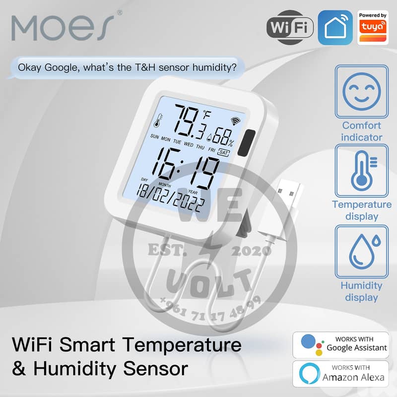 WiFi Smart Temp & Humidity Sensor مستشعر ذكي لدرجة الحرارة والرطوبة 0