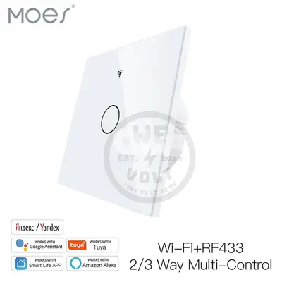EU Smart Glass Panel Switch White (1–4 Gang) | MOES – We Volt