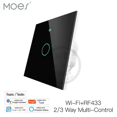 EU Smart Glass Panel Switch Black (1–4 Gang) | MOES – We Volt