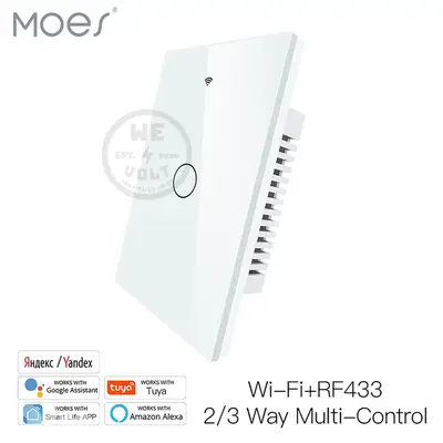 US Smart Glass Panel Switch White (1–4 Gang) | MOES – We Volt