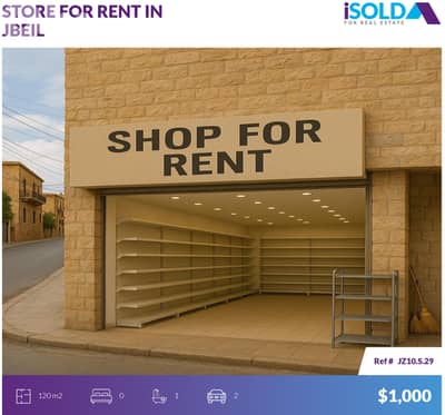 120m2 Duplex Shop with Strategic Point & Prime Location 4rent in Jbeil