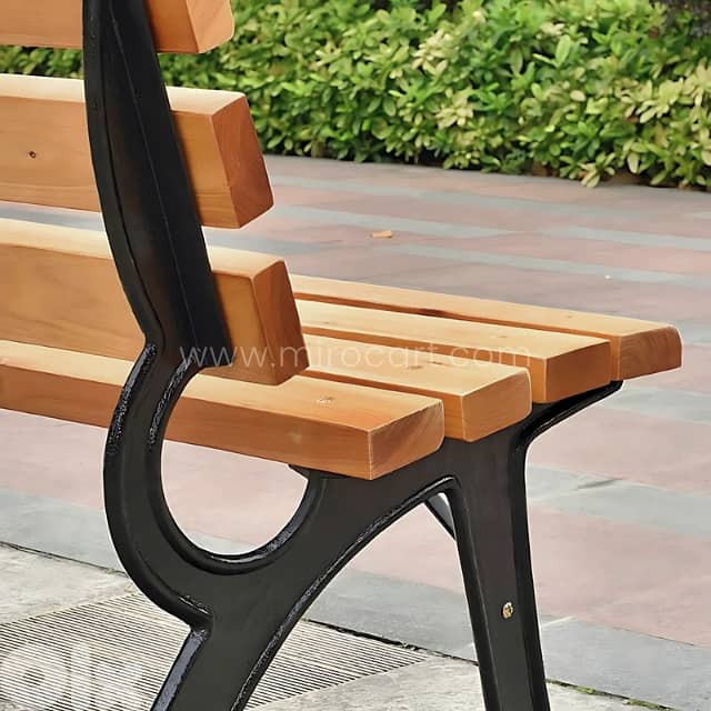 Classic 59" Wooden Park Bench – 3-Seater with Rustproof Metal Frame 3