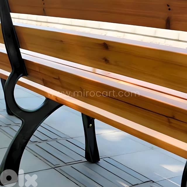 Classic 59" Wooden Park Bench – 3-Seater with Rustproof Metal Frame 4