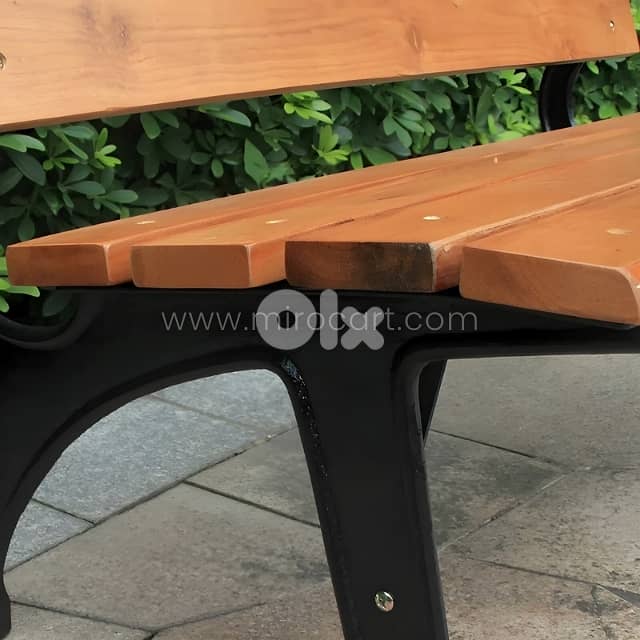 Classic 59" Wooden Park Bench – 3-Seater with Rustproof Metal Frame 5