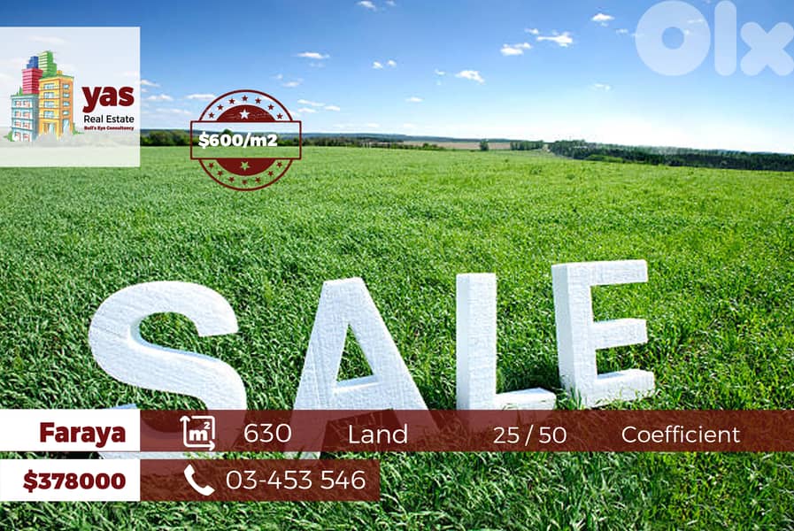 Faraya (Tilal Al Asal) 630m2 | 25 / 50 | Ultra Prime Area | View |WA 0