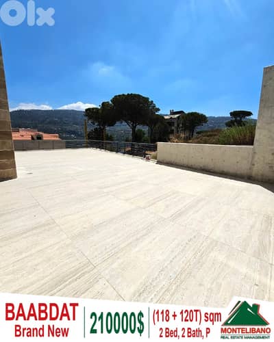 118 sqm Apartment For Sale in Baabdat with 120 sqm Terrace + View !!!