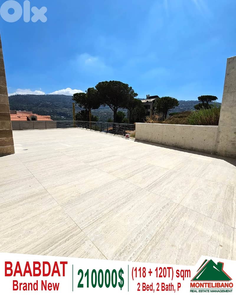 118 sqm Apartment For Sale in Baabdat with 120 sqm Terrace + View !!! 0
