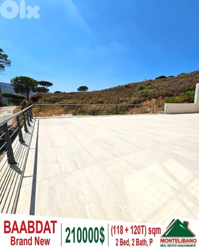 118 sqm Apartment For Sale in Baabdat with 120 sqm Terrace + View !!!