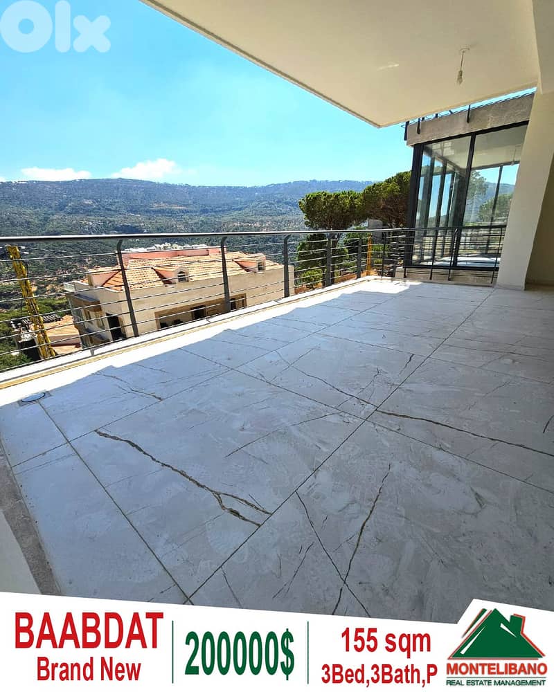 155 sqm Apartment For Sale in Baabdat with Open Mountain View !!! 0