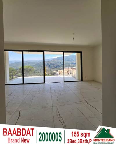 155 sqm Apartment For Sale in Baabdat with Open Mountain View !!!