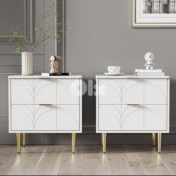 Sideboard Bedside Table with Two Drawers 0