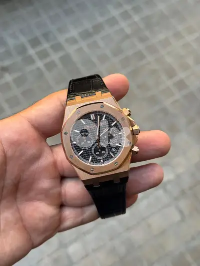 Audemars Piguet Chronograph Rosegold Leather Strap Chronograph